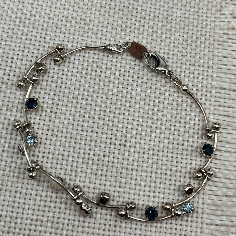 Vintage Vine CZ Bracelet Blue & Clear Stones | 7.25" - Picture 16 of 17